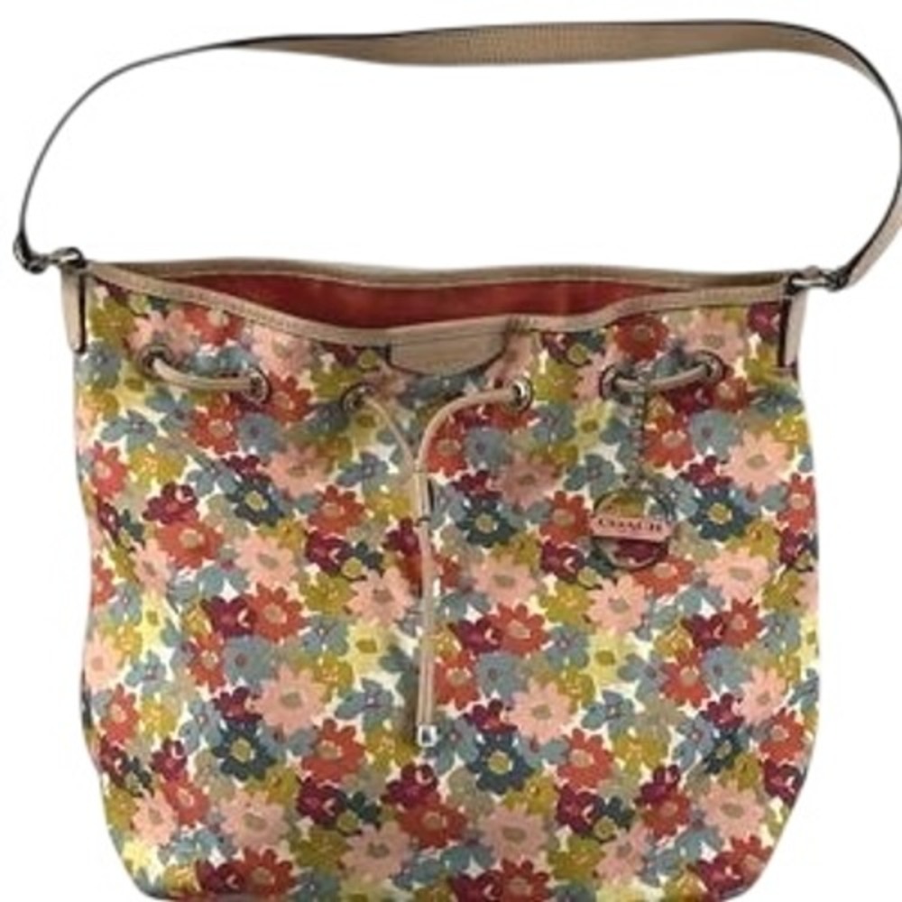 Coach Madison Floral Print Maggie Shoulder Bag Multicolor Canvas F28922